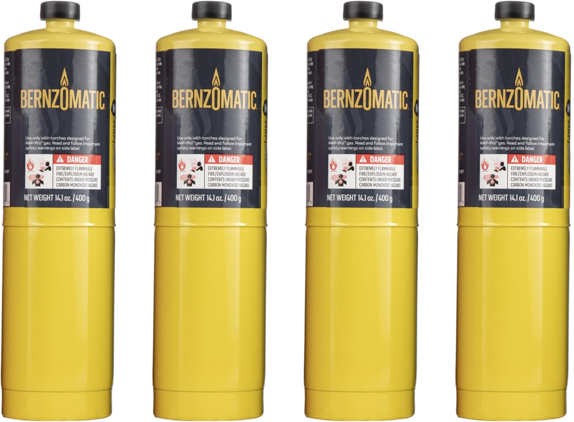 (4) 14.1 oz Bernzomatic PreFilled MAPPro Gas Torch Style