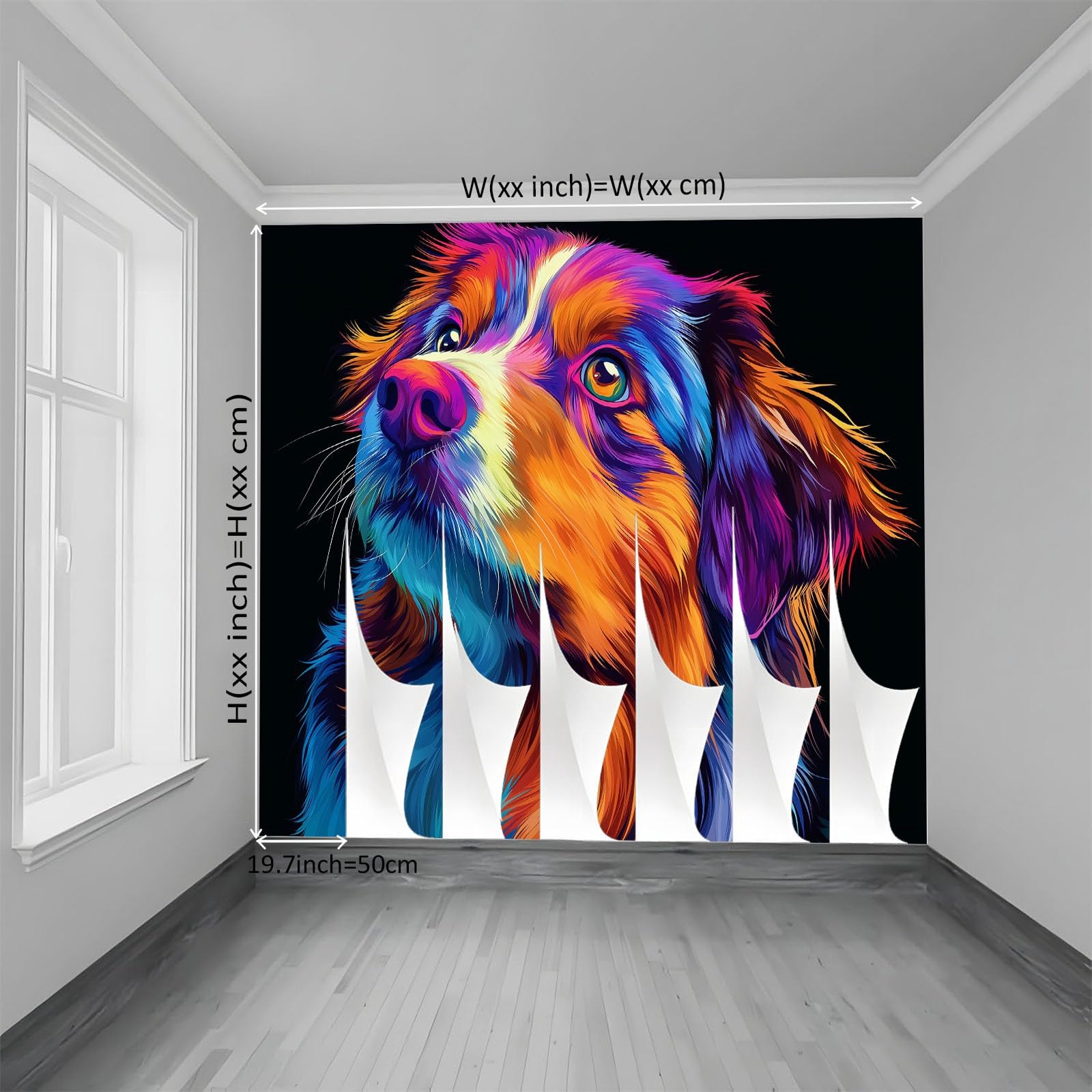 Fototapeta 3D 300 x 210 cm - czarna włóknina tapeta ścienna do salonu i telewizora biura - dekoracja XXL niesamoprzylepna energiczna i kolorowa dekoracja dla psów i zwierząt domowych