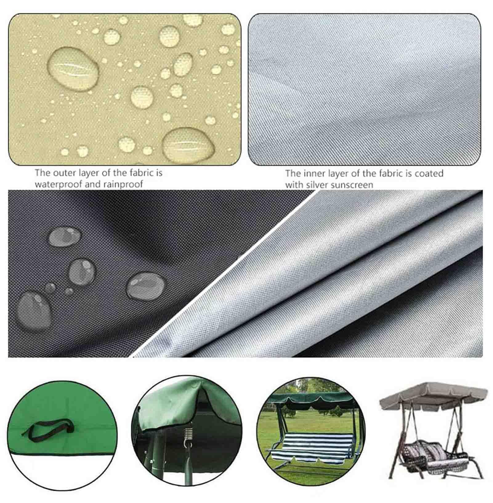 Silla de repuesto impermeable para columpio de 2 o 3 plazas, columpio de patio al aire libre, duradero, resistente a los rayos UV, fácil de instalar, 249 x 185 x 18 cm