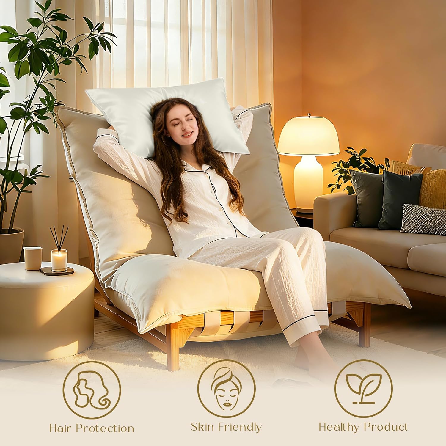 ZIMASILK 100% Pure Mulberry Silk Pillowcase for Hair and Skin Health,Soft and Smooth,Both Sides Premium Grade 6A Silk,600 Thread Count,with Hidden Zipper,1pc(Standard 20''x26'',Ivory) - Image 4