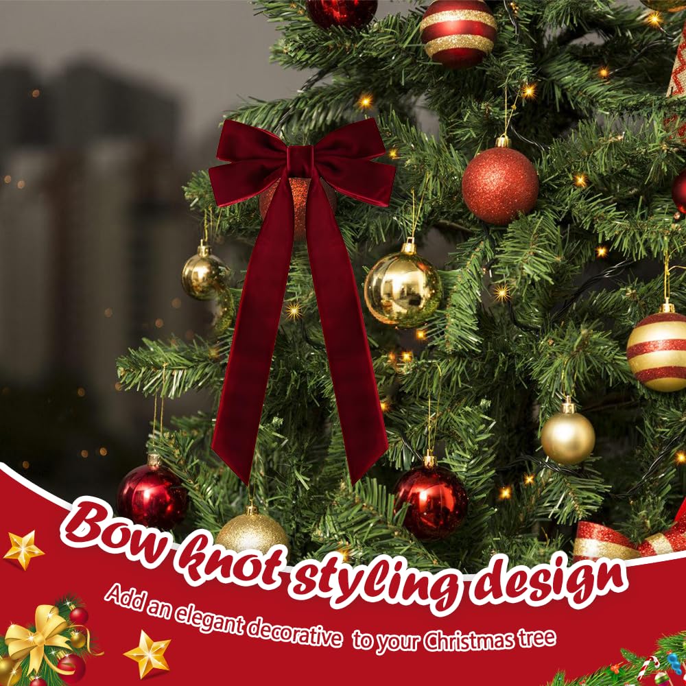 12 Fiocchi Di Velluto Per Albero Di Natale – Nodi Eleganti 13x26 Cm Per Ghirlande, Scale E Pacchi Regalo – Decorazioni Fai-da-Te