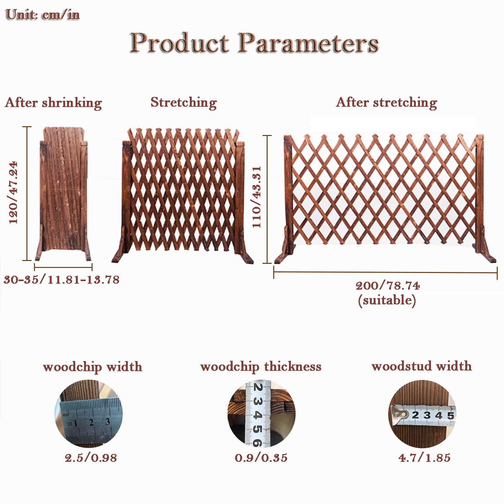 FWTXZTER Recinzione a Traliccio Estensibile, Siepe di Legno Artificiale, Recinto Grigliato di Legno Pieghevole Autoportante, Piante Rampicanti e Fiori di Sostegno in Giardino Patio, Balcone
