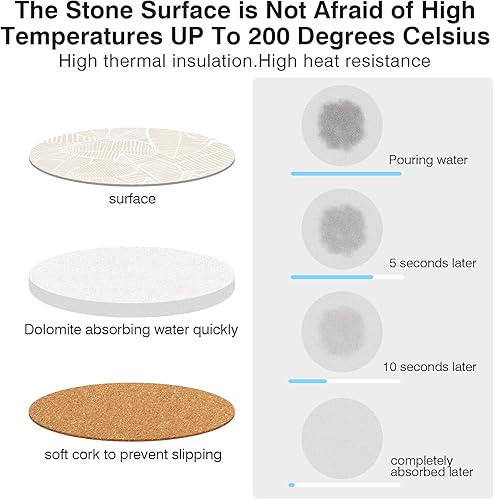 Miniatura 7 de Juego de 2 posavasos rústicos, posavasos de escritorio con madera de corcho antideslizante, bonito posavasos para mesa de café, regalo para sala