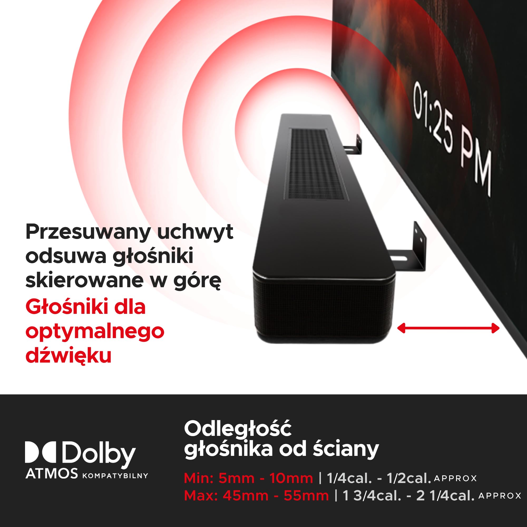 Sound Bass Soundbar Smart 300 500 550 600 700 900 Lifestyle Ultra Uchwyt Ścienny do Bose 300/500/550/600/700/900 Ultra, Smart Sound Bar, TV Speaker, Regulowany Uchwyt Montażowy pod Telewizorem, Czarny