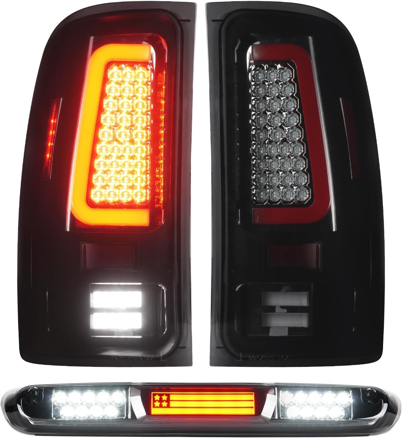 Tresound LED Tail Lights & 3rd Brake Light for GMC Sierra 1500 2007-2013 & 2500/3500 HD 2007-2014 Chrome Smoke Lens Plug & Play