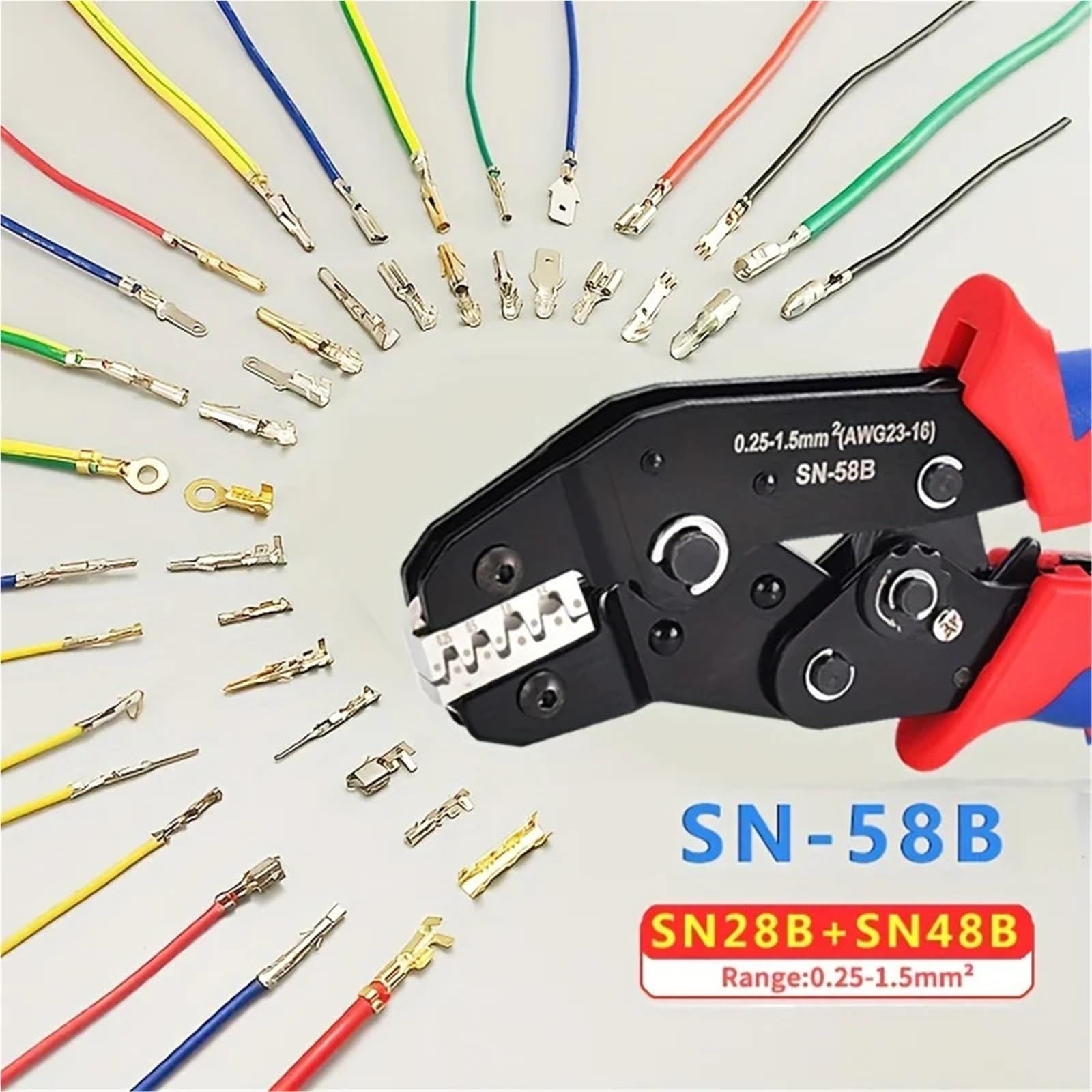 Pinza cricchetto SN-58B for cavi 0,25-1,5 mm² AWG23-16 1 pz.