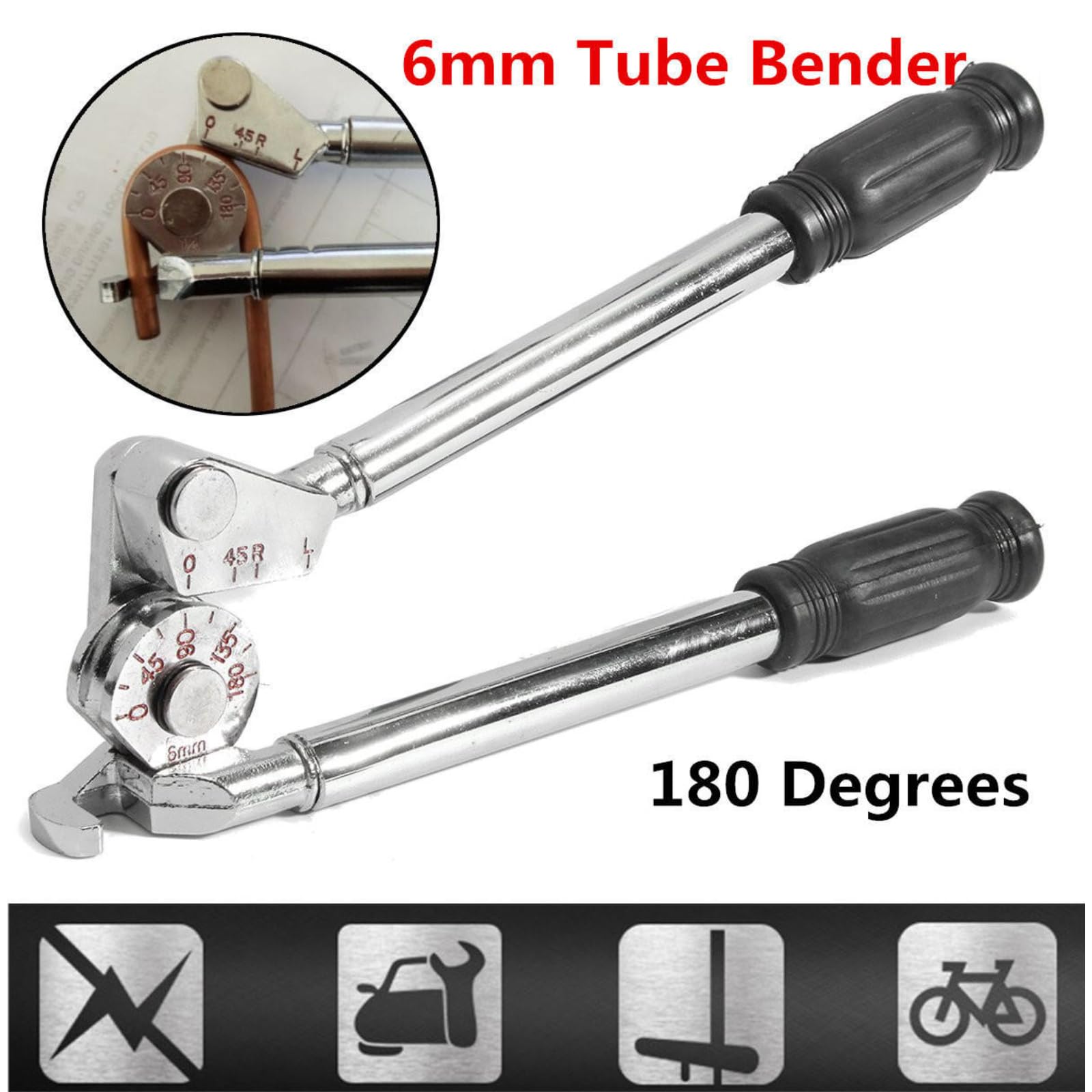Dobladora De Tubos Manual 1/4" (6mm), 0 a 180 Grados Herramienta De Doblado De Tubos, Curvadora De Tubo De Cobre Maquina Para Doblar Para Tubos De Cobre, Aluminio Y Blandos Acero Inoxidable
