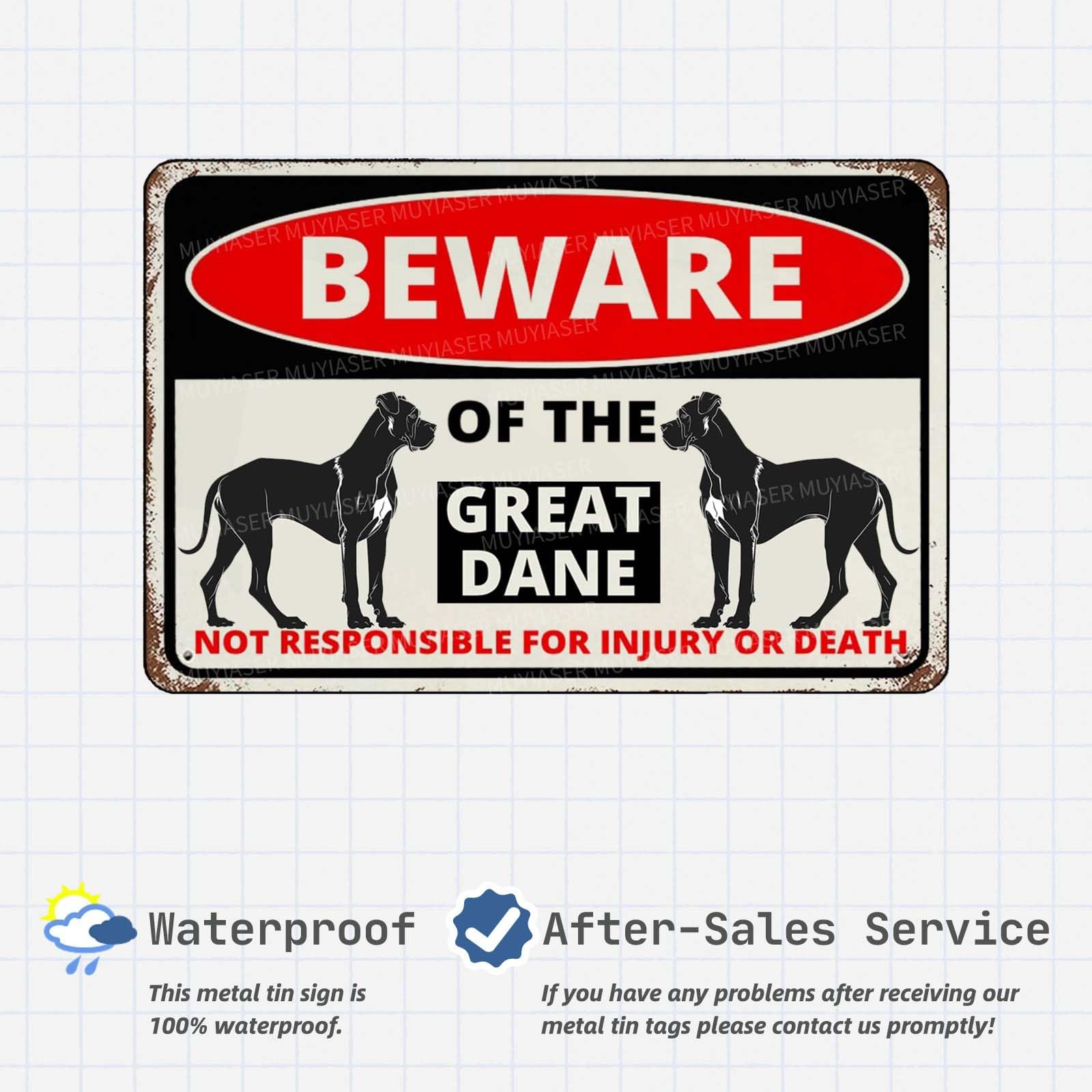 Amazon.com : MUYIASER Beware Of The Dog Great Dane Sign Aluminum