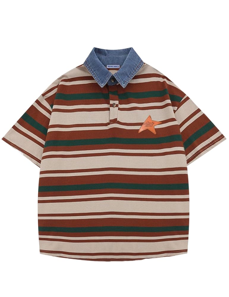 Amazon.com: Aelfric Eden Stripe Star Polo Tee Oversized