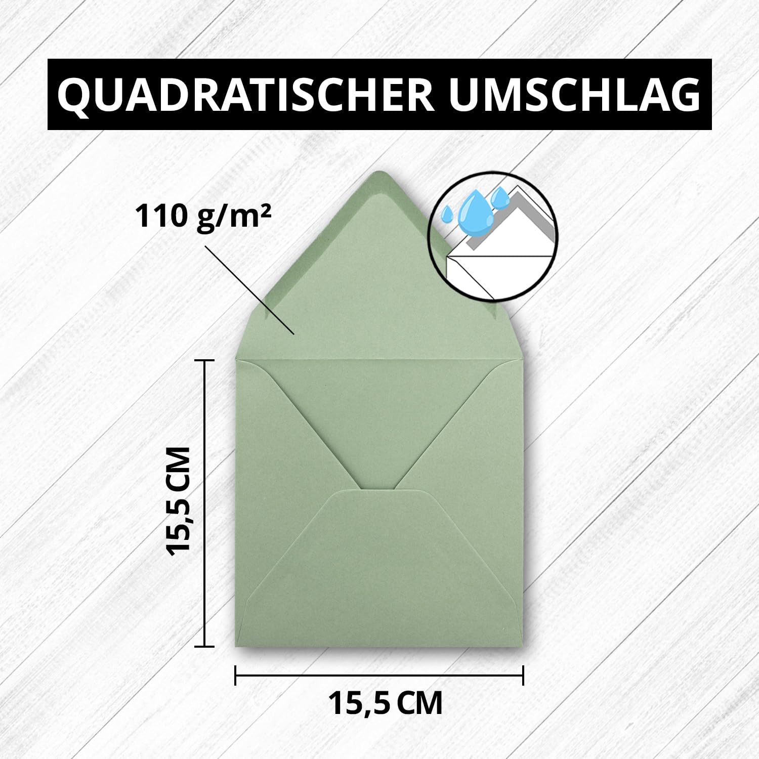 FarbenFroh by GUSTAV NEUSER Juego de 75 tarjetas plegables cuadradas, 15 x 15 cm, con sobres y hojas de inserción, eucalipto