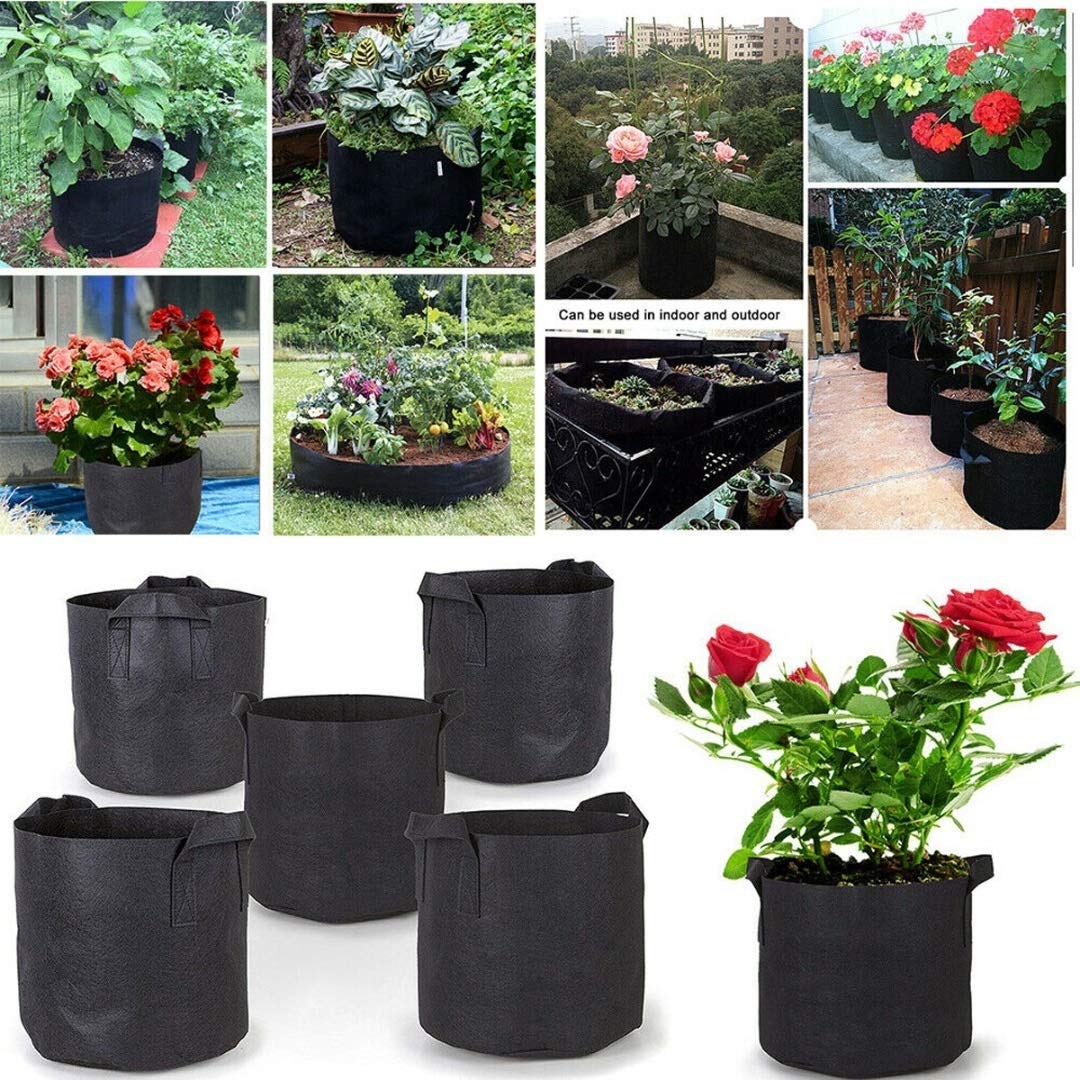 5 Paquetes de Bolsas de Cultivo de Planta 3/5/7/10 Galón Bolsas de Cultivo de jardín Flor de hortalizas de macetas de macetas (Color : 10 Gallon)