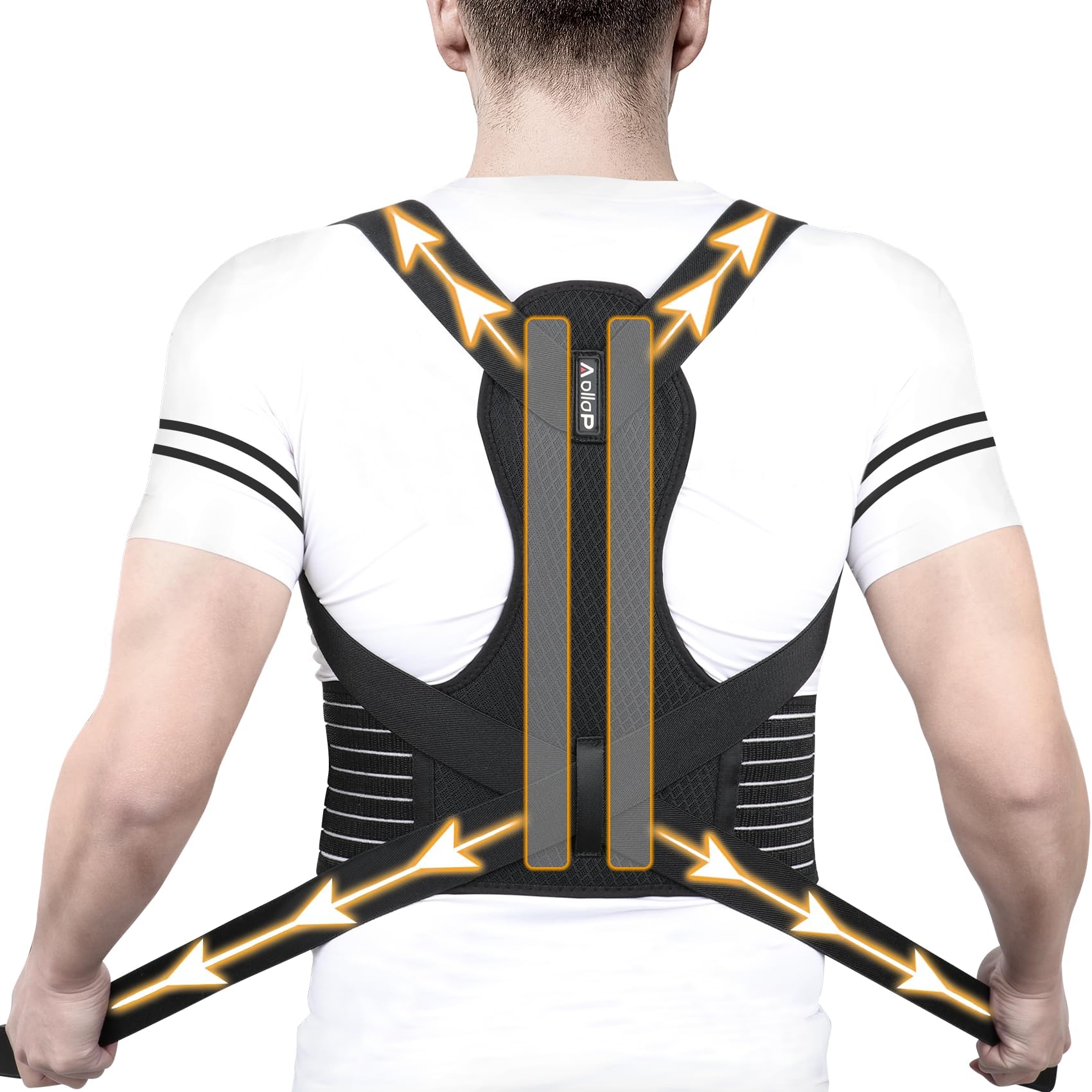Posture Corrector Men and Women - Back Brace Back Support Belt with Breathable Adjustable Elastic Bands Back Straightener Improve Lumbar Support Belt Lower Back Pain Relief (M, Waist 35'- 47')
