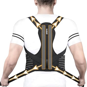 Posture Corrector Men and Women - Back Brace Back Support Belt with Breathable Adjustable Elastic Bands Back Straightener Improve Lumbar Support Belt Lower Back Pain Relief M, Waist 35'- 47'