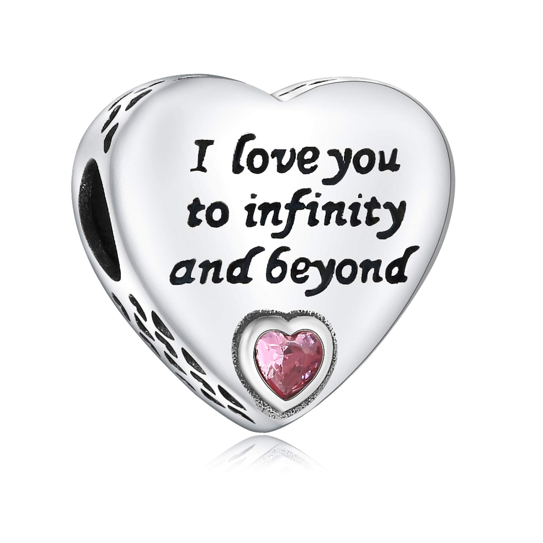 925 Sterling Silver Charms Fit Pandora Charms Bracelet I Love You to Infinity and Beyond Fit Wife Mother's Day Christmas Birthday Gift