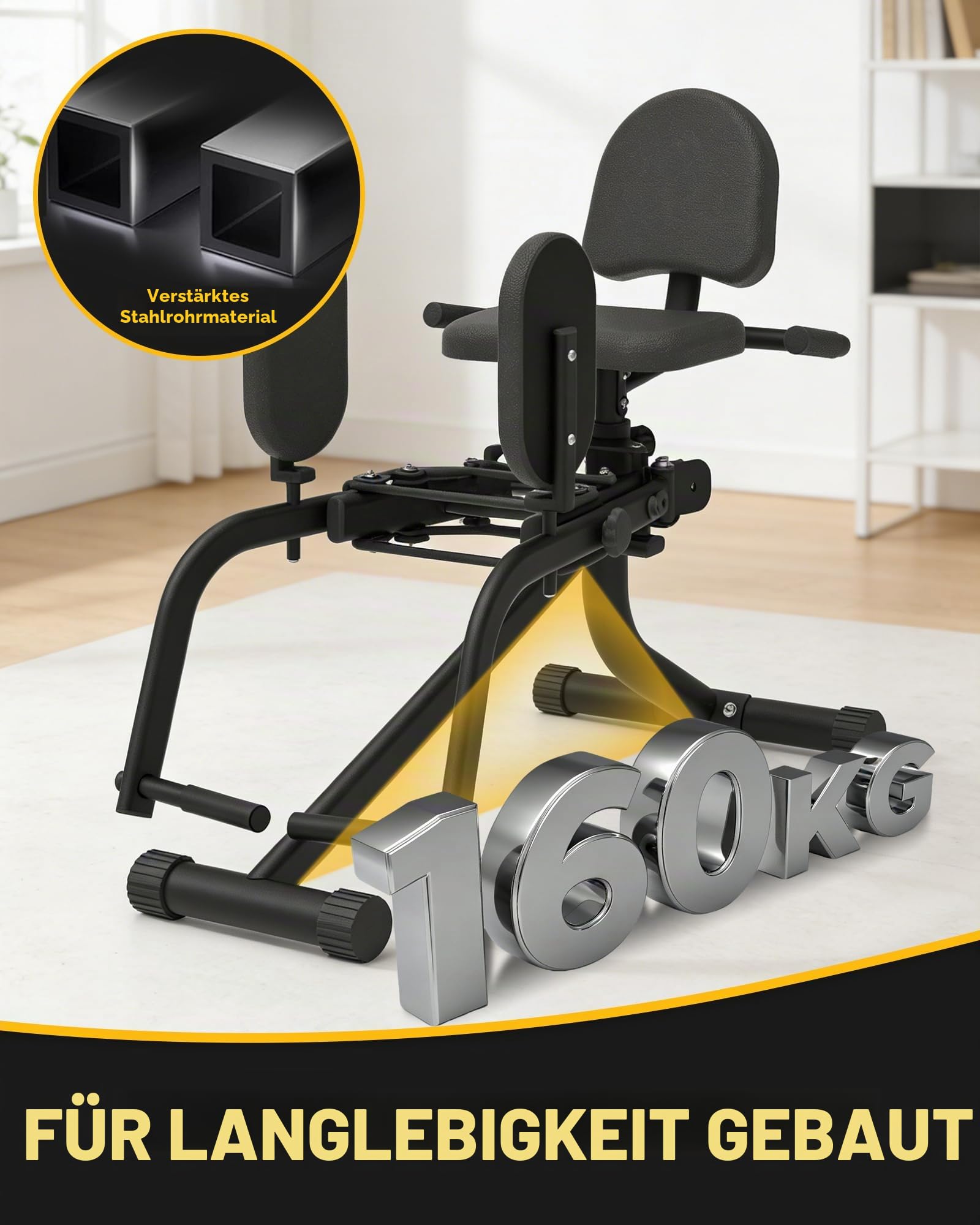 GuuG Po Trainer für Zuhause Abduktoren- und Adduktorengerät | Gesäßtrainer mit variablem Widerstand für Abduktoren und Adduktoren, Po- und Beintraining, 360° drehbare Komfort-Beinpolster