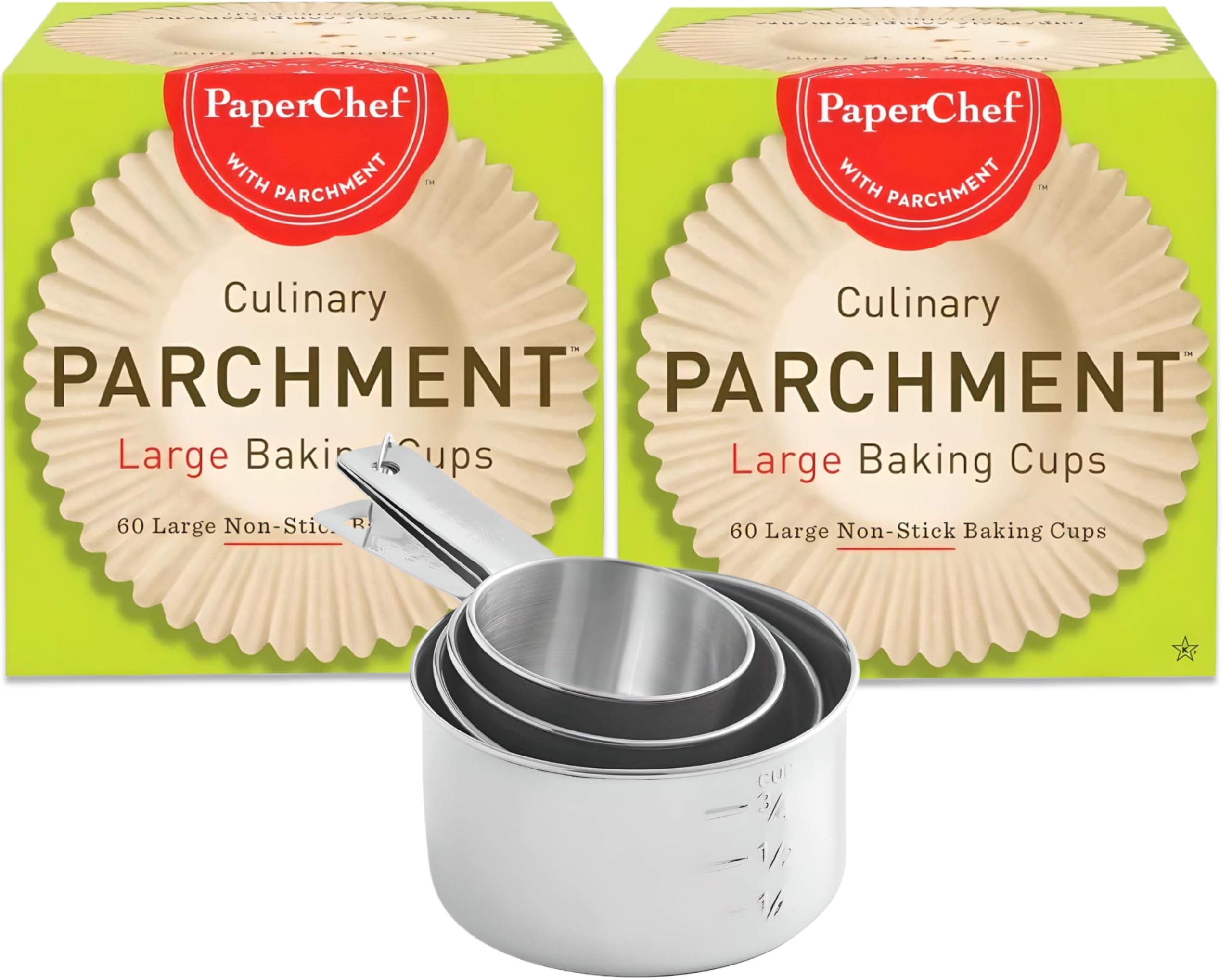 PaperChef Large Parchment Baking Cups - 60 Count, Non-Stick, Compostable, For Muffins & Cupcakes-1311551