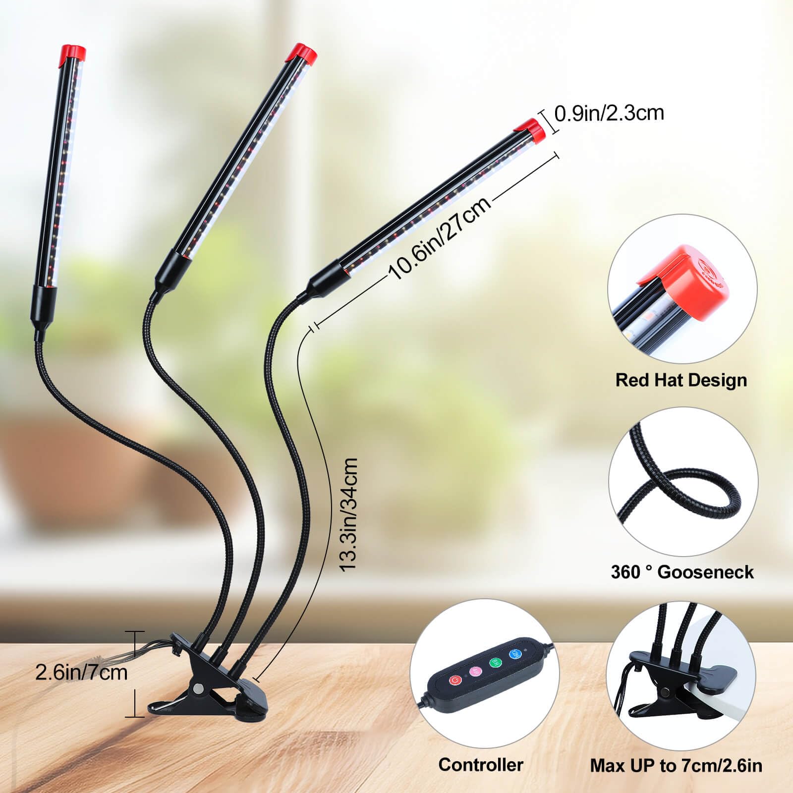FRGROW Lampada da Coltivazione per Piante Interno, per Indoor, grow light full spectrum, Luce di Coltivazione A Spettro Completo 3000K/5000K/660nm, 3 Modalità 10 Luminosità Con Timer