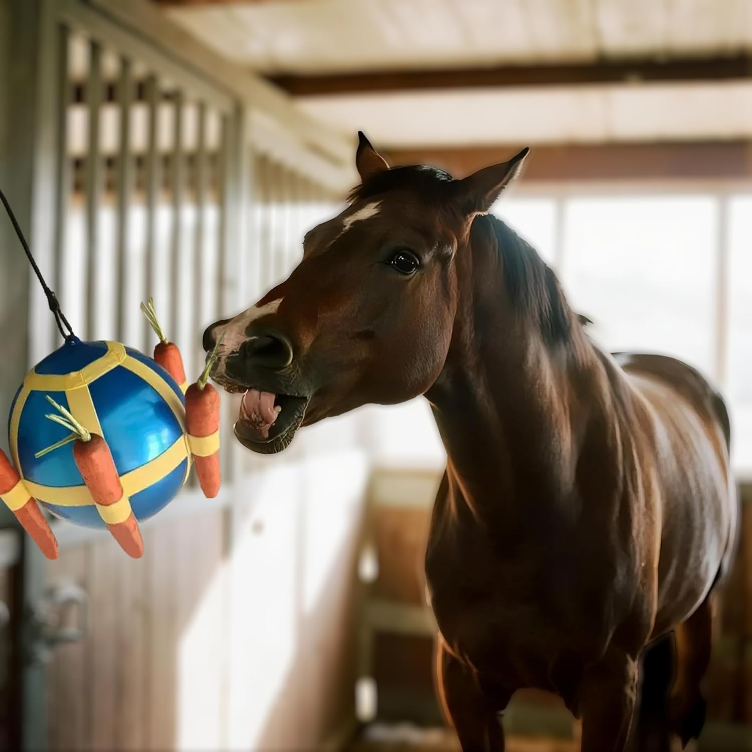 Horse Treat Ball - Blue and Green Carrot Enrichment Toy to Soothe and Play, Prevents Boredom Busters for Horse Puzzle Feeder -Jolly Ball (Blue)