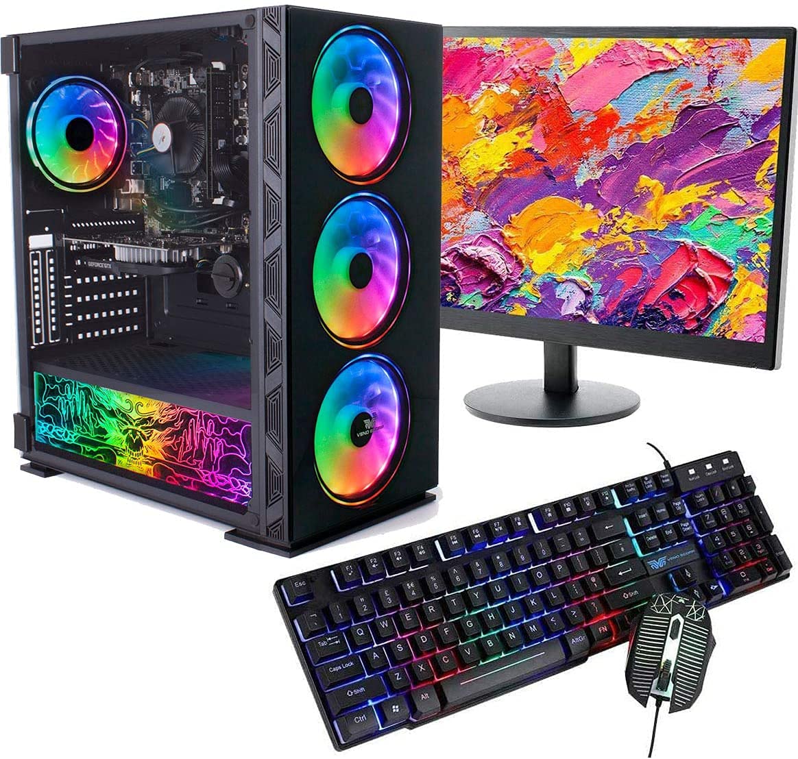 Veno ScorpGAMING PC Bundle Intel Core i7 2600 16GB Ram, 24" Full HD Led Monitor 512GB SSD 4GB GRAPHICS CARD Windows 10 Gaming PC USB 3.0