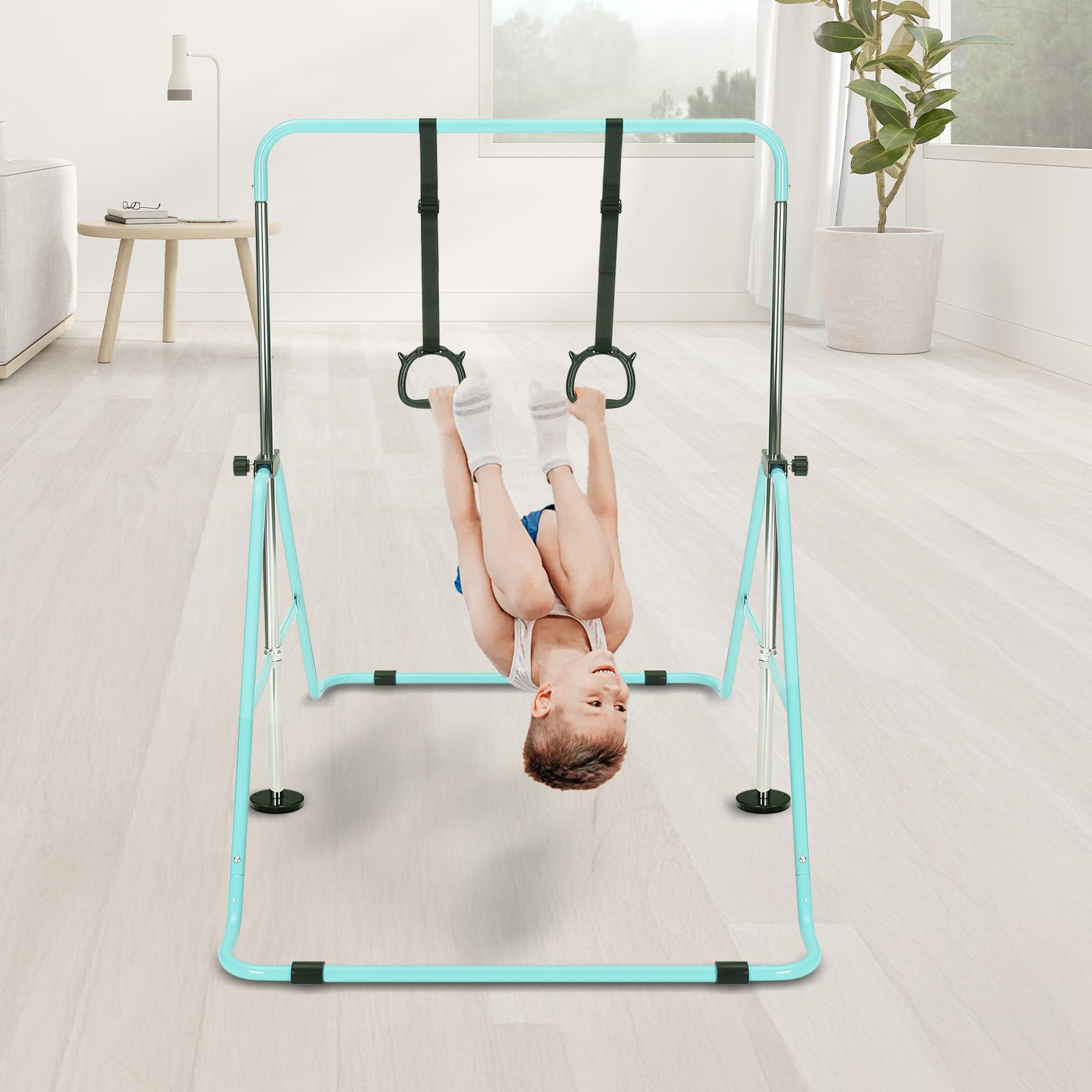 Turnstange Kinder, Höhenverstellbare Gymnastikstange mit 5 Stufen (80–130 cm), Stabiles Turngerät für Zuhause, Kip Bar mit Rutschfesten Füßen, Kinder Gymnastikgerät