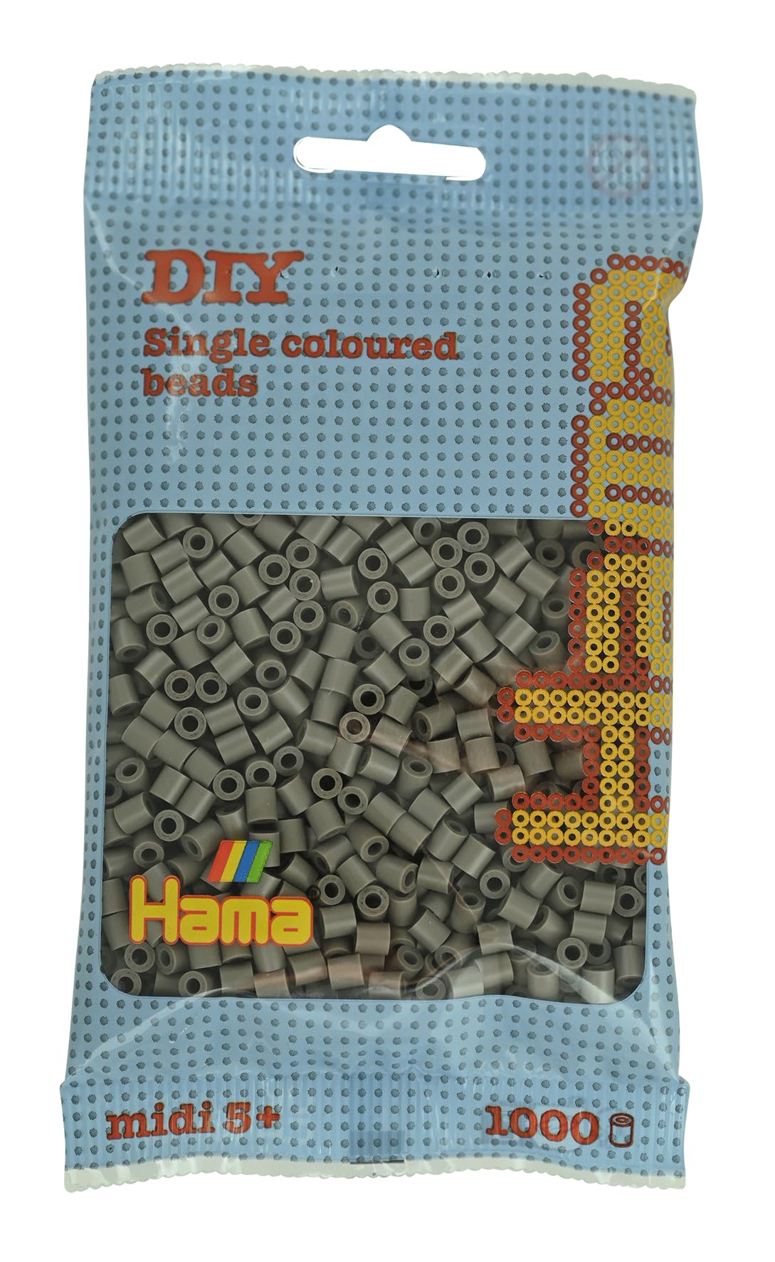 HAMA – Sachet perles à repasser gris souris – 1000 perles midi 5 mm – Recharge loisirs créatifs enfants dès 5 ans