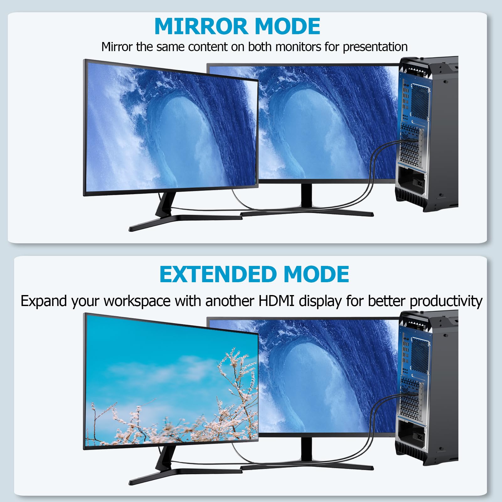 Paquete de 5 cables DisplayPort a HDMI 4K, 6 pies DP (puerto de pantalla) a HDMI, cable adaptador trenzado macho a macho, soporta video y audio (4k, 2160P, 1440P, 1080P), no bidireccional