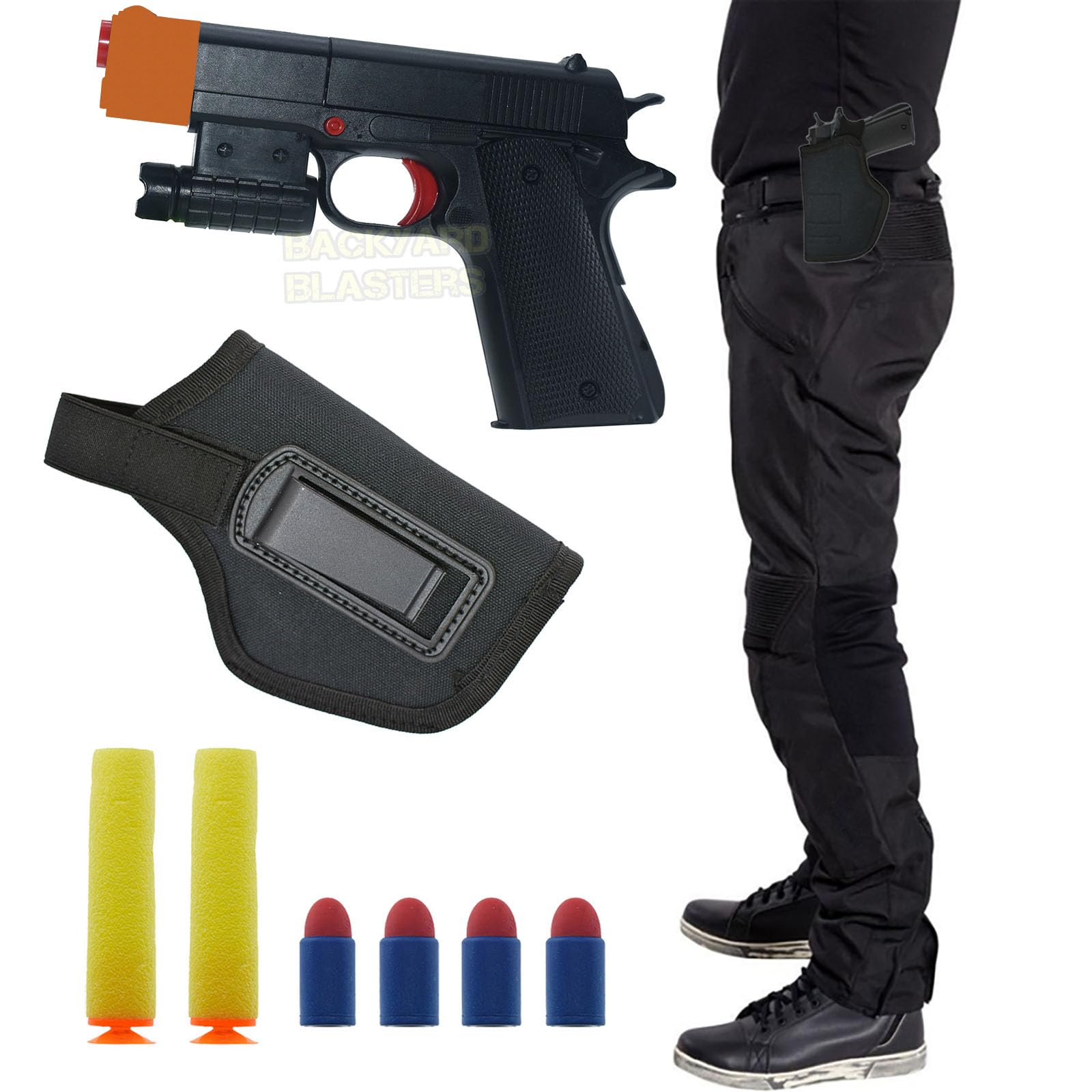 Kid Toy Gun, Colt 1911 Toy Gun with Rubber Bullet Pistol - Unique Gift Intended for Fun,M1911 Toy Guns for Boys (Black+Holster)