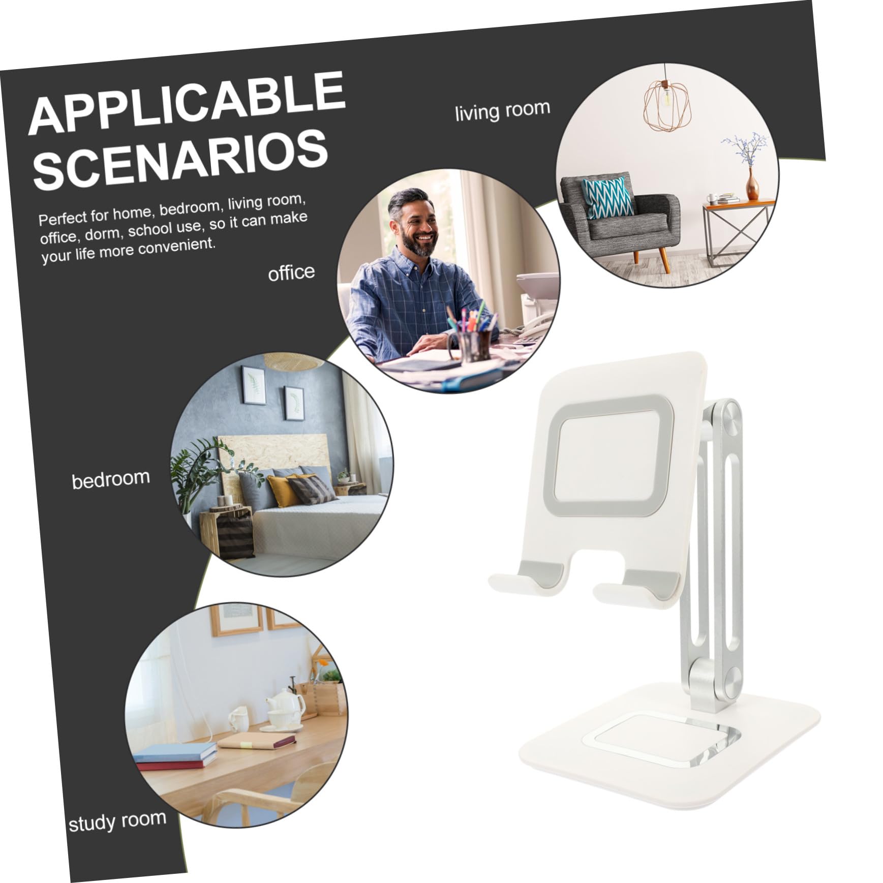 Supporto Telefono e Tablet Regolabile in Metallo Portatile e Pieghevole Stand da Scrivania per Smartphone Uso Quotidiano in Ufficio Casa e Studio