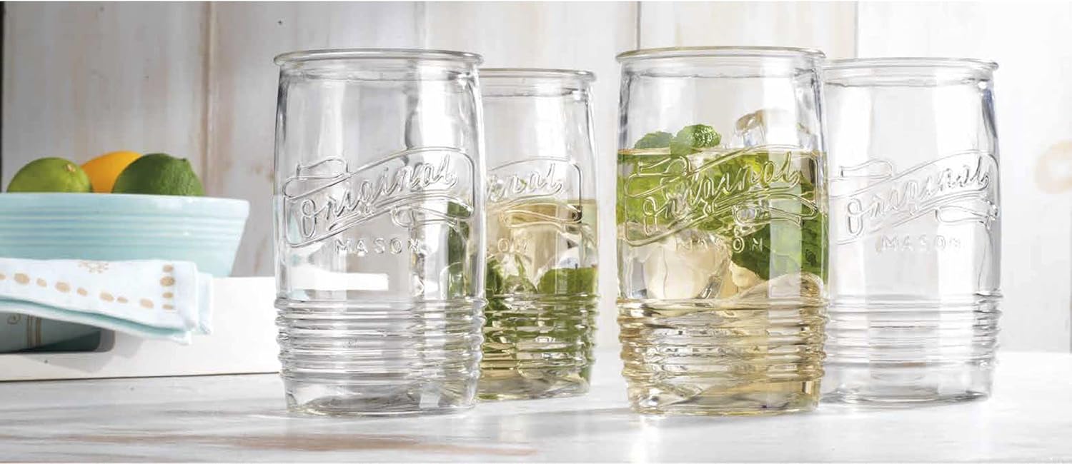 Glaver's Glass Tumbler Drinking Glasses Set of 4 – Genuine Artisan-Made Vintage Italian Original Mason – Elegant 20 Oz Clear Tumbler Glassware Set for Refreshing Drinks, Beverages, Iced Tea. - Image 4