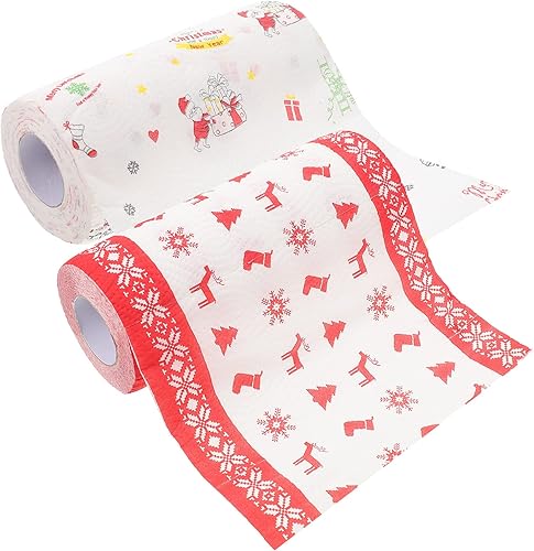 Miniatura 8 de Toallas de papel de cocina de Navidad 6 rollos de toallas de limpieza desechables de tela de cocina de Navidad, toallas de mano altamente