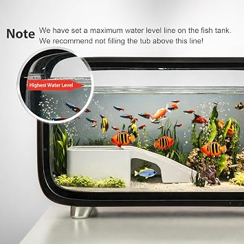 Aquarium Kit Compact Betta Fish Tank Office Fish Tank Bedroom Aquarium Clear Viewing Tank Ecological Cycle System Aquarium Gift Set for Desktop Office or Home Décor Black