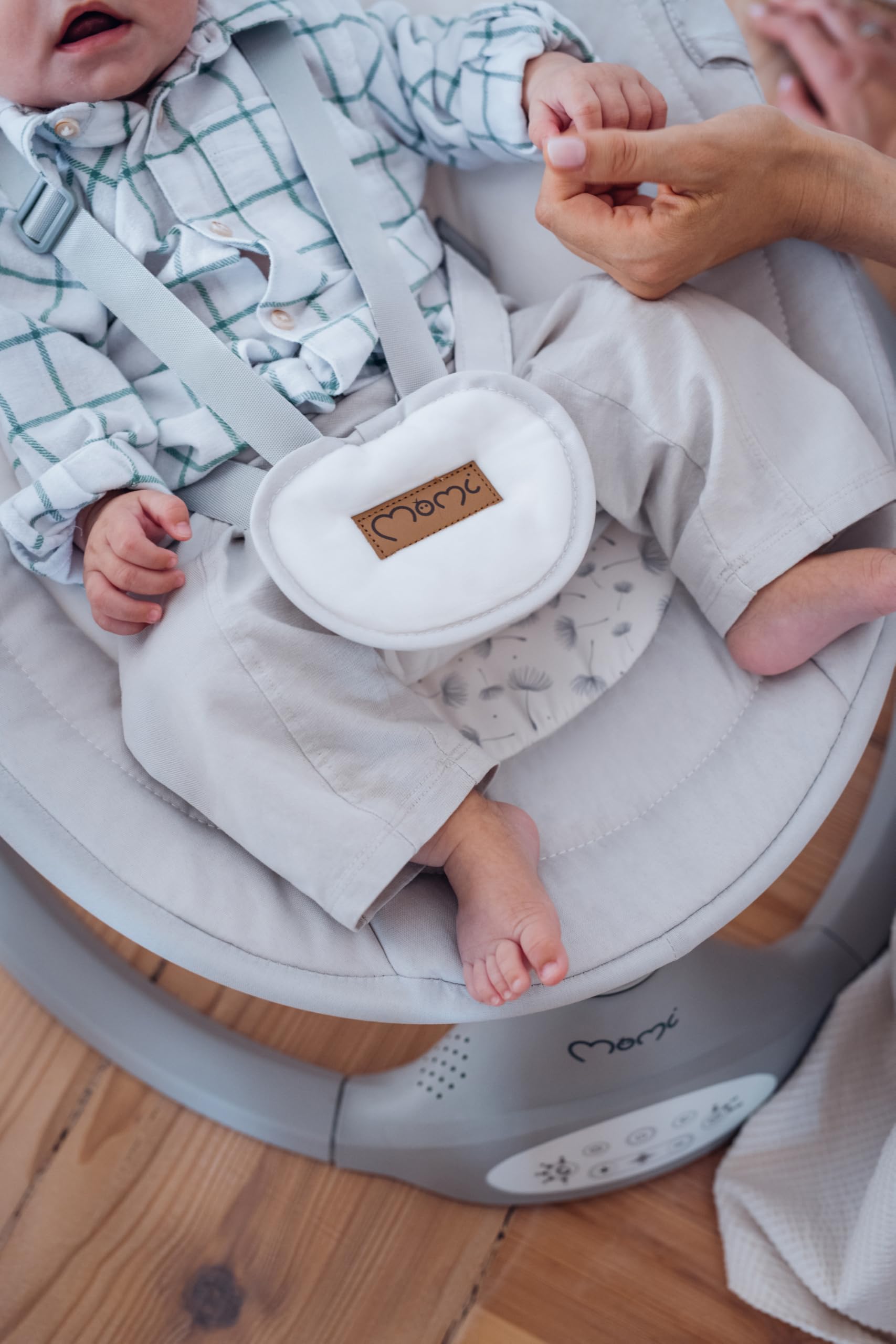 MoMi KENANI Babywippe klappbar mit Fernbedienung Bluetooth 5-Punkt-Sicherheitsgurt bis 9 kg