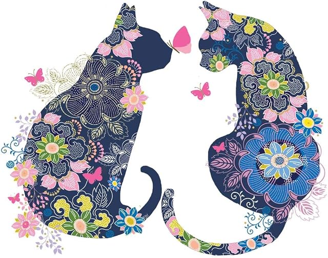 CraftyThings 4 x Paper Napkins - Floral Cats - Ideal for Decoupage/Napkin Art