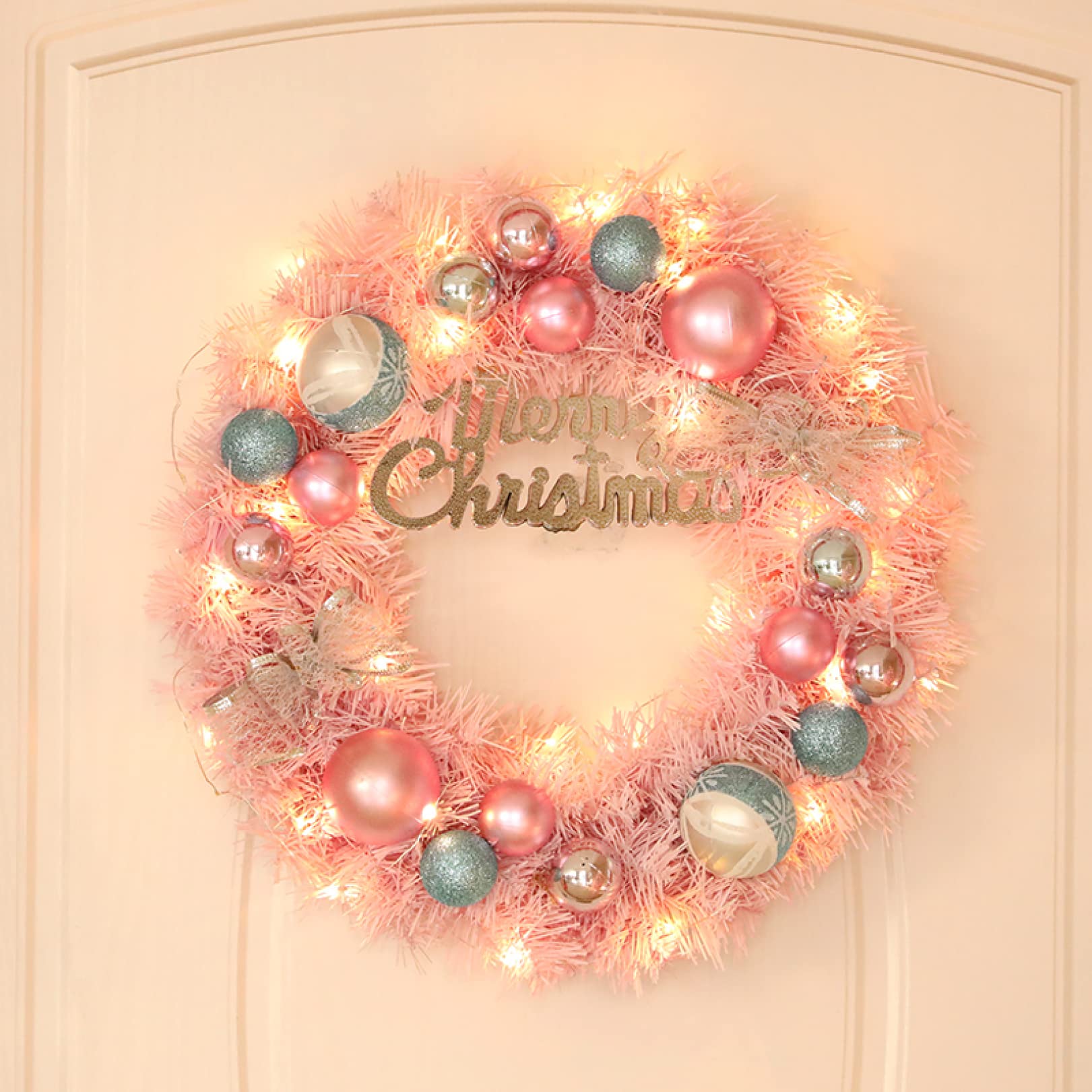 Amazon.co.jp: クリスマスリース クリスマス飾り ピンク 花輪 玄関ドア