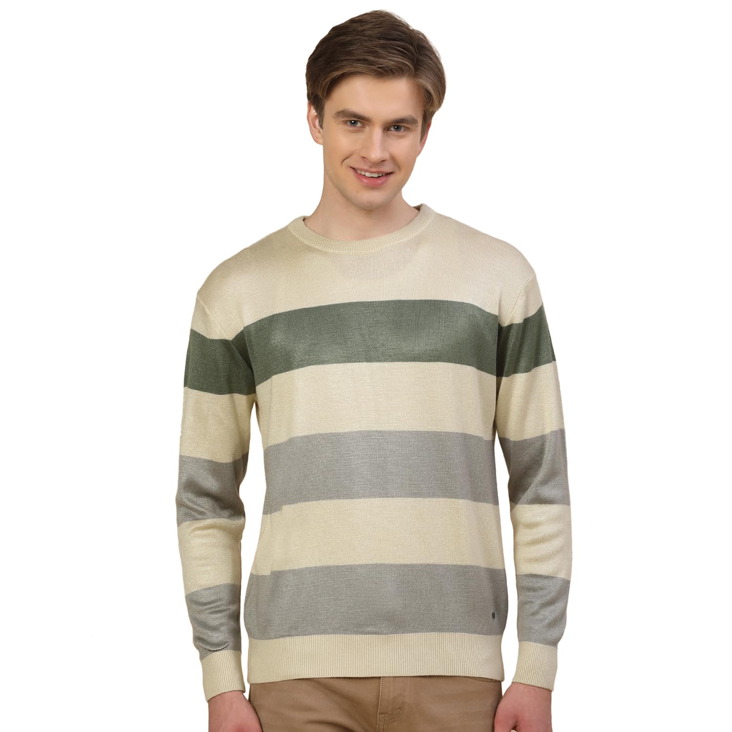 cantabil Sweater for Men l Winter Wear Fancy Fabric Pull-On Closure Round Neck Regular Fit Colour Block Pattern-picture-17