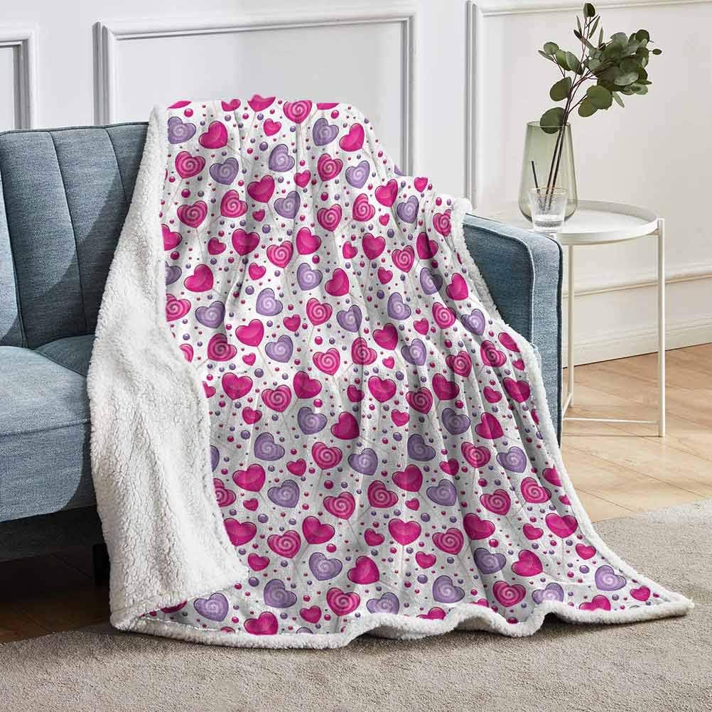 YUAZHOQI Valentine Fleece Blanket Heart Shaped Candy Desing Blankets