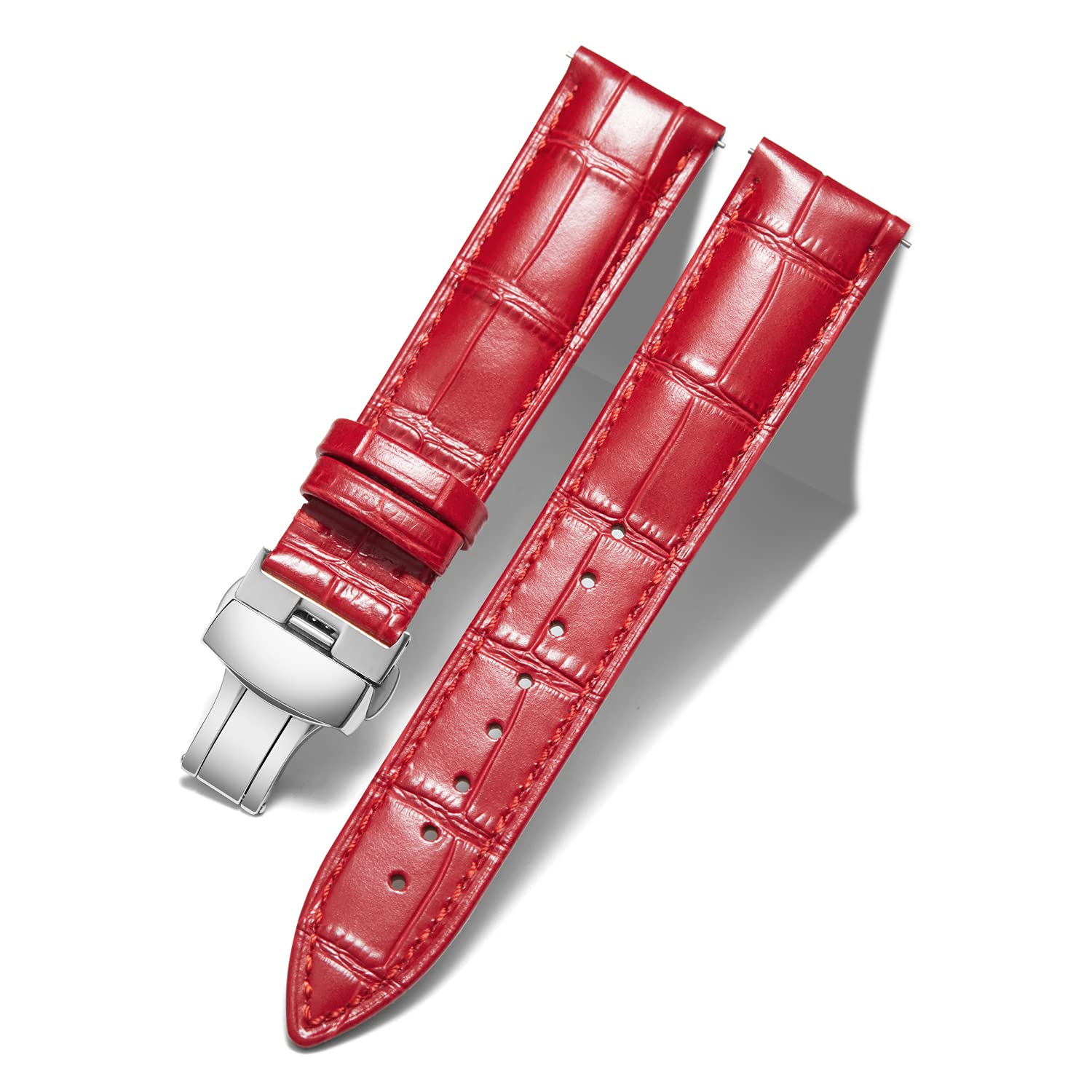 BINLUN Leather Watch Bands Replacement Alligator Pattern Watch Strap for Men Women with Silver/Gold/Rose Gold Butterfly Deployment Buckle 12mm 13mm 14mm 16mm 17mm 18mm 19mm 20mm 21mm 22mm 23mm 24mm — view 23