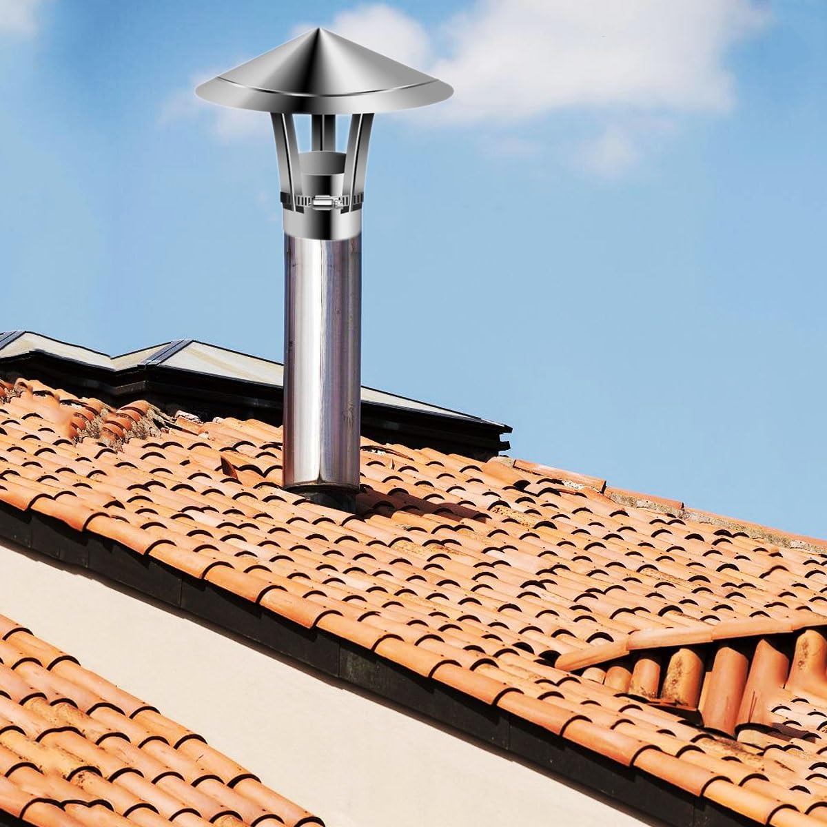 Copertura canna fumaria in acciaio inox | 50-300 mm, Scenario di utilizzo: ventilazione del camino e scarico fumi
