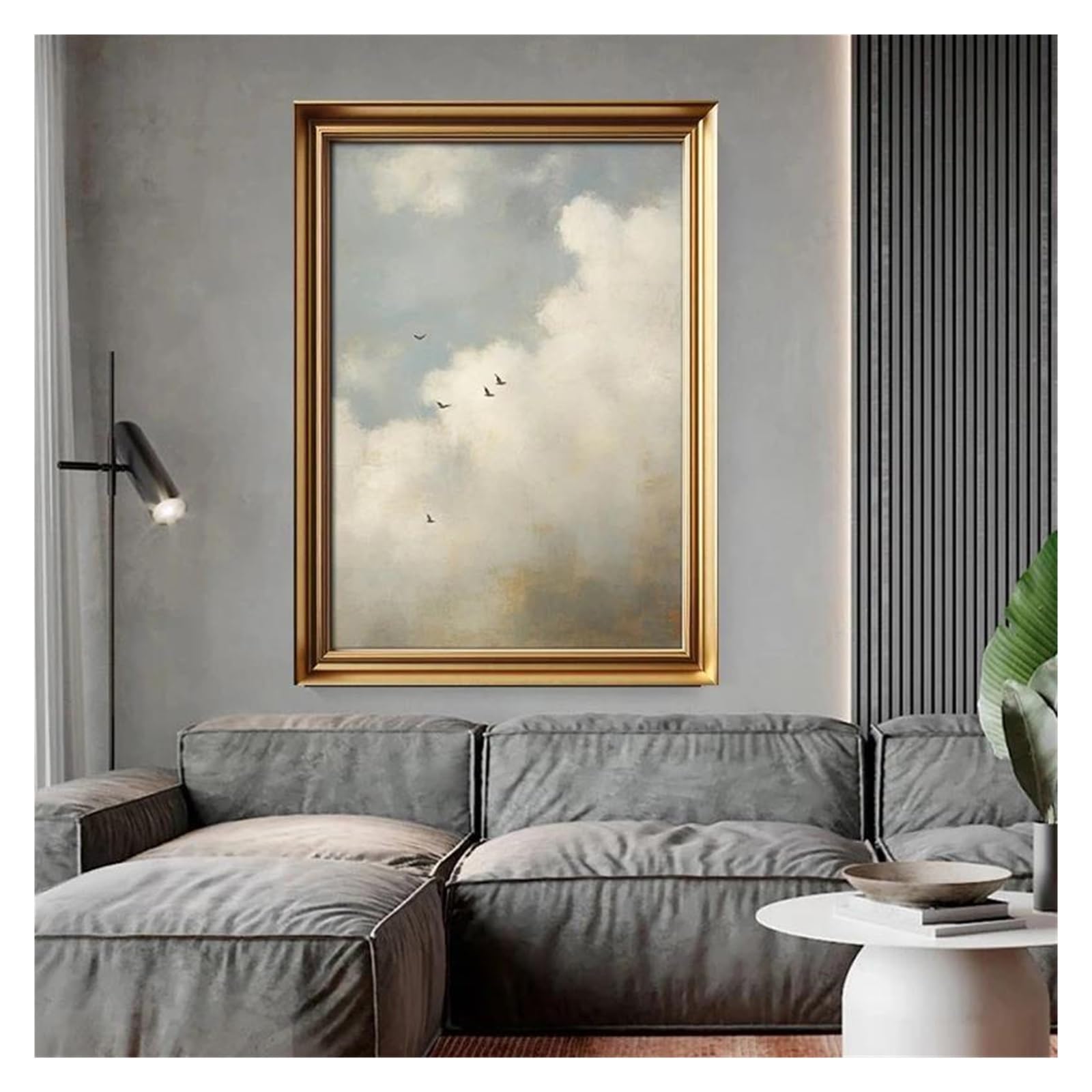 Póster vintage de nubes decorativo para crear un salón relajante
