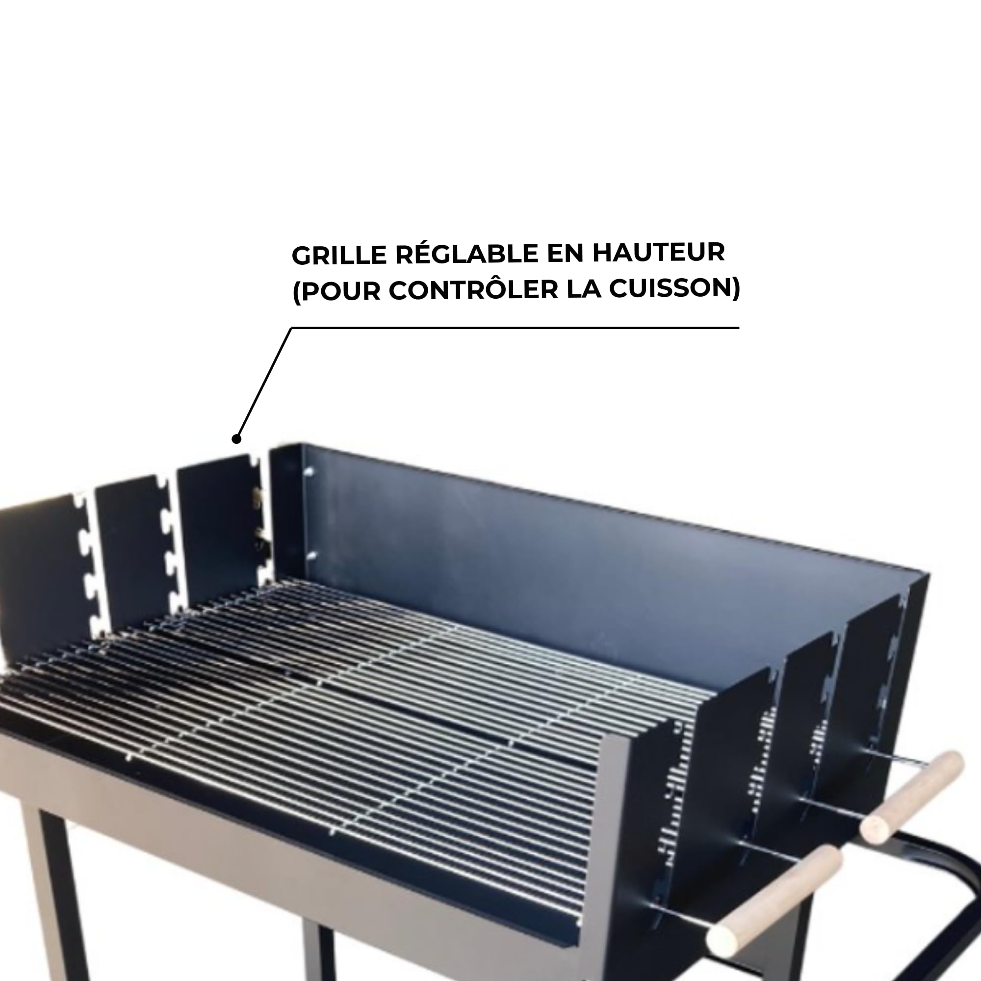 Cook'in Garden SERENA Barbecue Charbon de Bois sur Roues Surface de Cuisson XXL Grilles positionnables Acier
