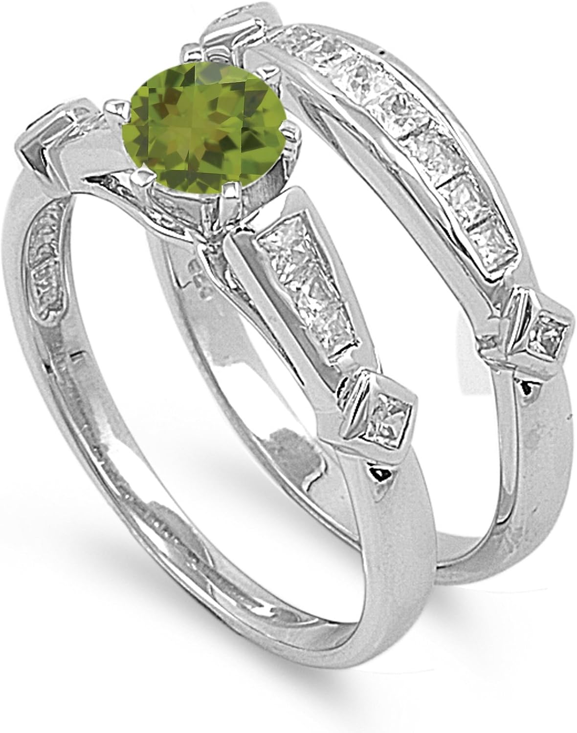 CHOOSE YOUR COLOR Sterling Silver Round Solitaire Set Ring