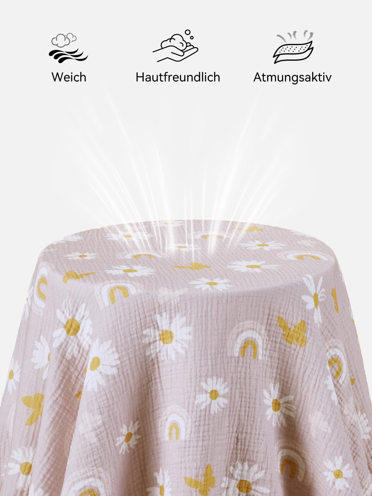 TILLYOU Mussola - Set di 2 lenzuoli con angoli elasticizzati per lettino, 60 x 120 cm, 100% cotone, motivo: farfalla rosa