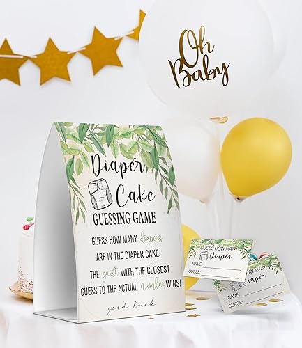 Miniatura 8 de Adivina cuántas chispas hay en el frasco, juegos de baby shower, decoraciones de baby shower, un letrero y 50 tarjetas (MANY023)