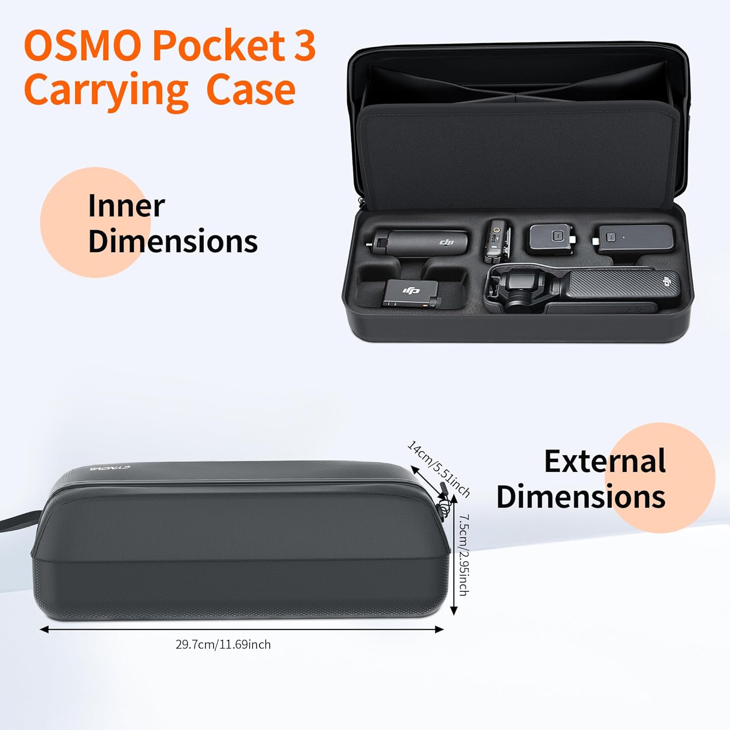 CYNOVA DJI Osmo Pocket 3 Carrying Case for DJI Osmo Pocket 3 Creator Combo Accessories, Portable Nylon Storage Protective Bag Compatible with Osmo Pocket 3 Accessories/Xtra Muse - Image 2