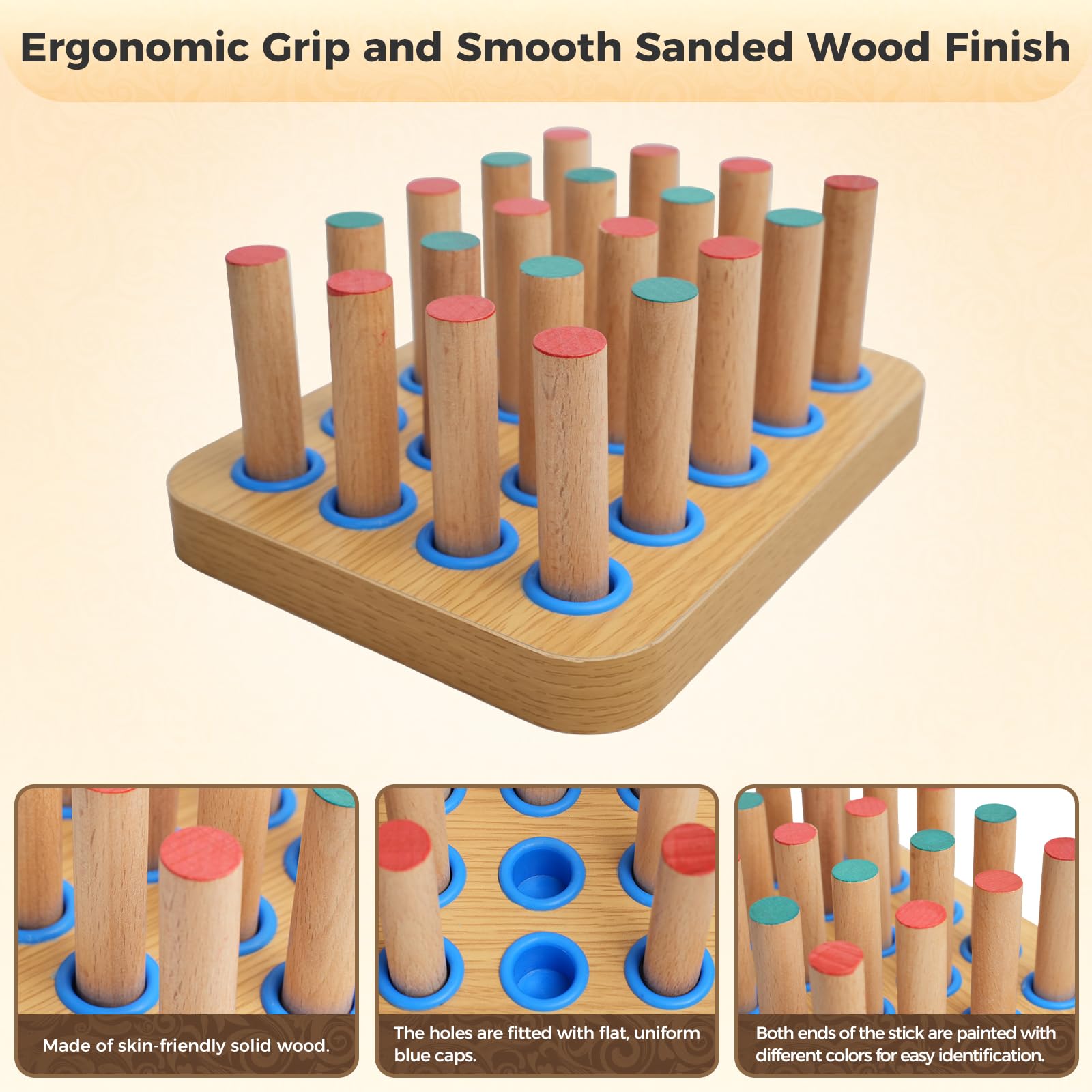 Stroke Training Equipment/Solid Wood Peg Board/Hand-Eye Coordination Trainer Designed for Elderly and Hemiplegia Patients to Improve Finger Flexibility Through Exercise — Amazon image 3