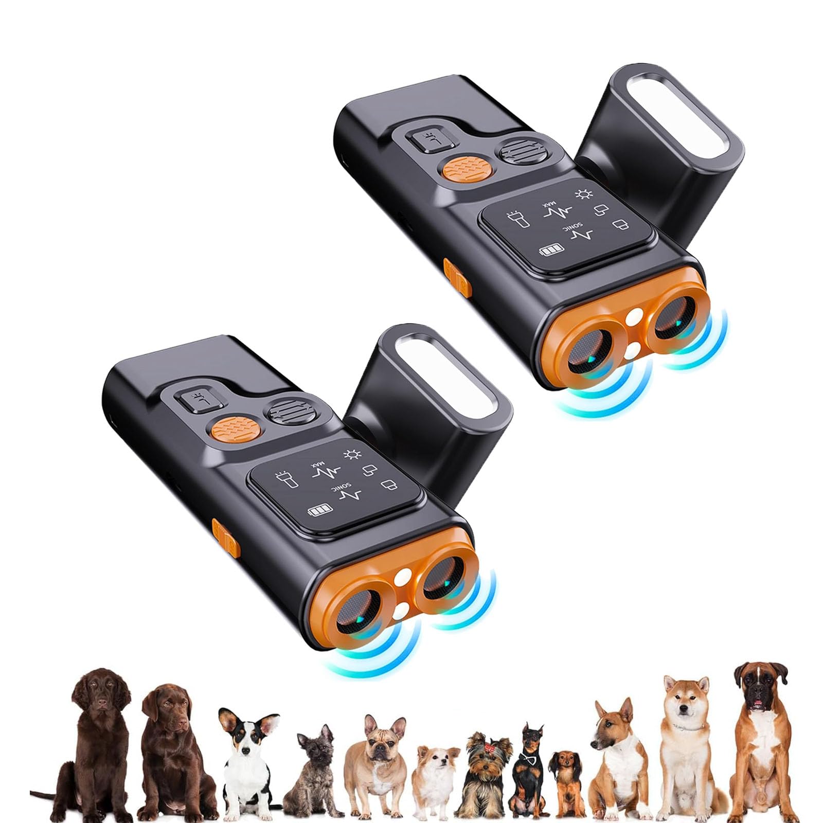 BarkGuard - Bark Guard Anti Barking Device for Dogs, Antibell für Hunde, 2024 Neues Hundebellen Abschreckungsgerät mit HD Display und LED Taschenlampe, Hundetrainings Geräte Verhaltenshilfen (2PCS)