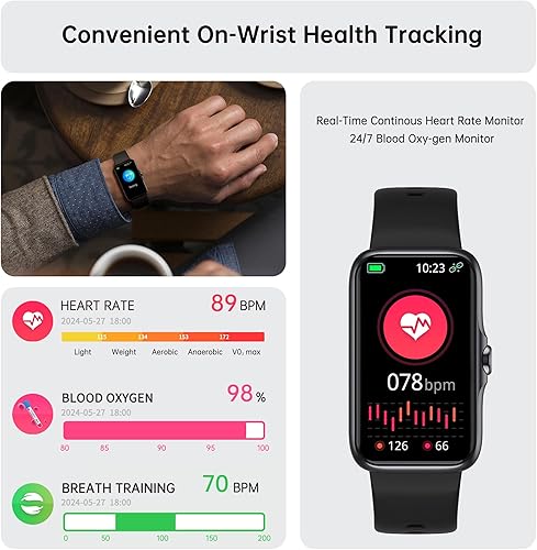 Miniatura 2 de Monitor de salud y fitness, reloj inteligente con monitor de frecuencia cardíaca 247 y oxígeno en sangre, rastreador de sueño con IP68 impermeable,