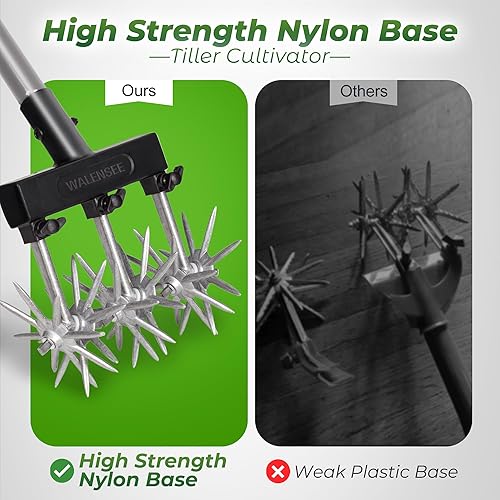 Miniatura 4 de Walensee Herramienta de jardín cultivador rotativo cultivador manual ajustable para jardinería y cuidado del césped con cuchillas de aluminio