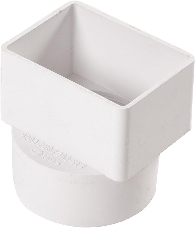 NDS 903 Styrene Downspout Adapter, 2Inch by 3Inch by 3Inch, White