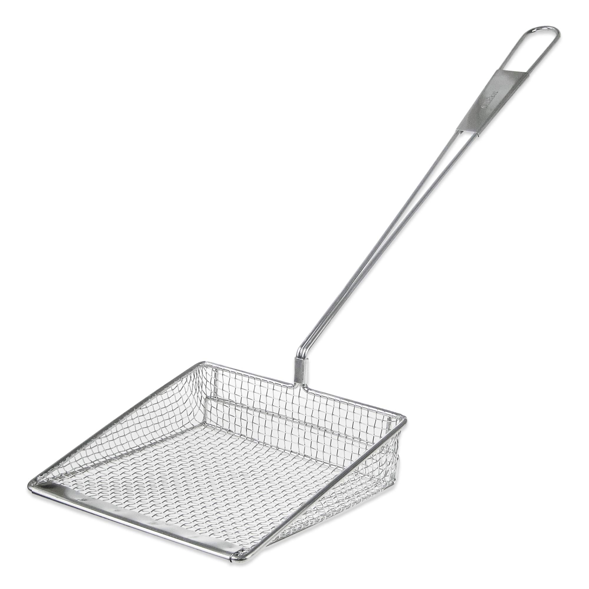 COARSE MESH SKIMMER LONG HANDLE SQUARE FISH SCOOP SHOVEL STAINLESS STEEL